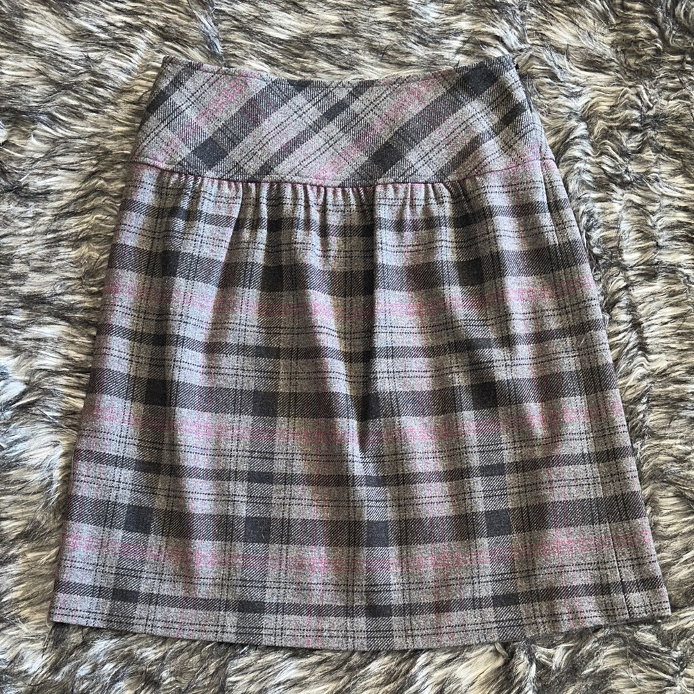 Pendleton Plaid A-Line Skirt in Pink and Gray